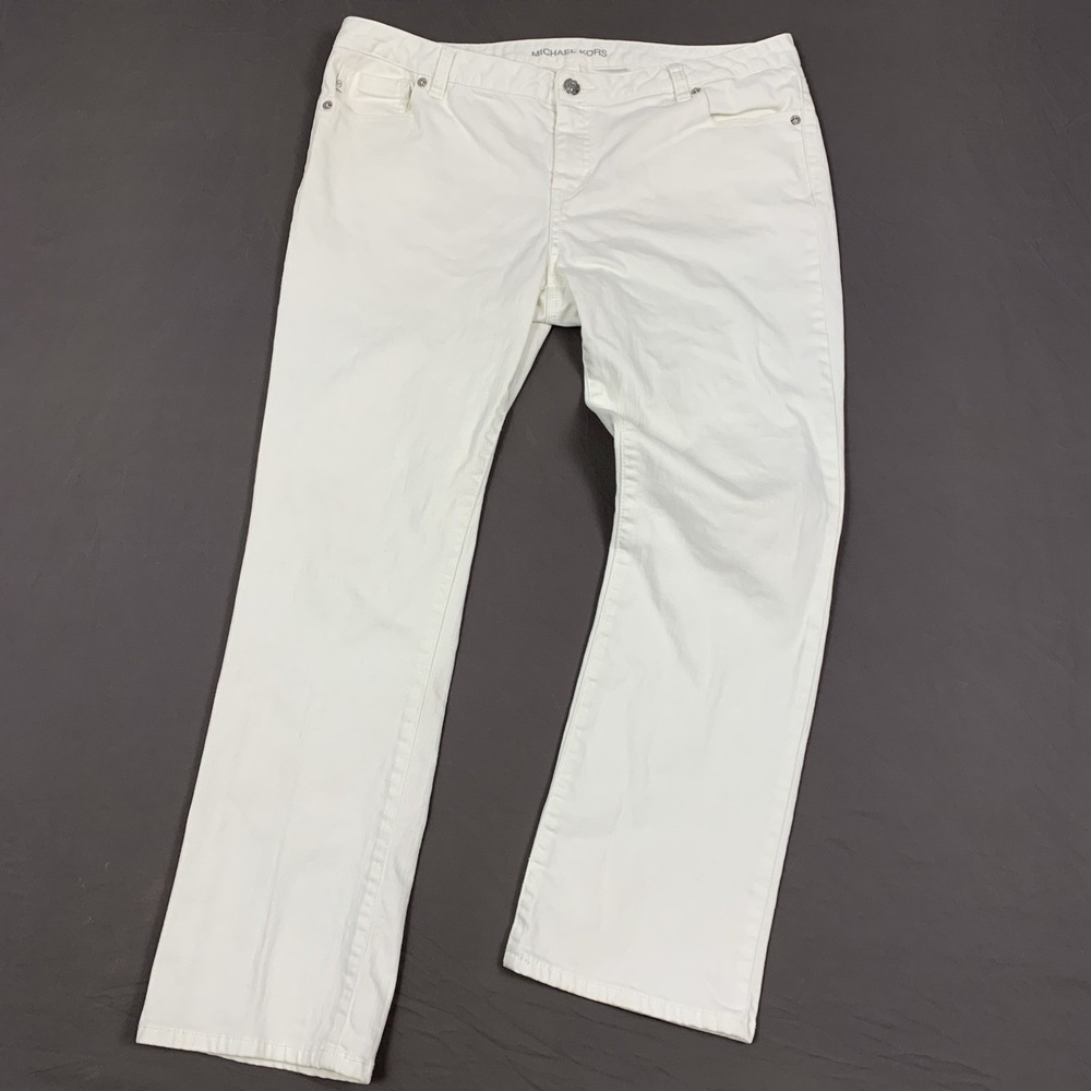 Michael Kors Women's 10 White Ankle Jeans Mid Rise Stretch Denim 5-Pocket